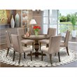 Pemberly Row 7-Piece Dining Set in Wood/Distressed Jacobean Finish