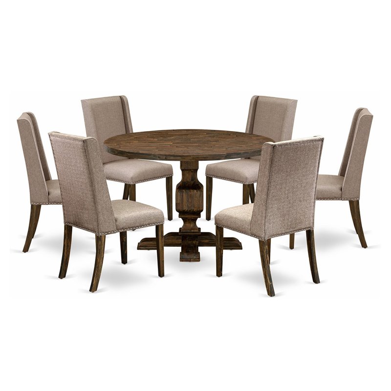Pemberly Row 7-Piece Dining Set in Wood/Distressed Jacobean Finish
