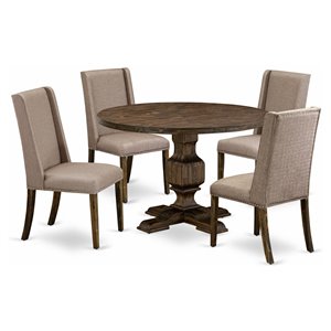 Pemberly Row 5-Piece Wood Dining Set in Distressed Jacobean Finish