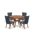 Pemberly Row 5-Piece Walnut Dining Set with Faux Leather Upholstery
