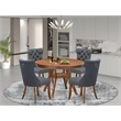 Pemberly Row 5-Piece Walnut Dining Set with Faux Leather Upholstery