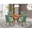 Pemberly Row 5-Piece Modern Walnut Dining Set with Faux Leather Chairs