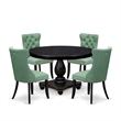 Pemberly Row 5-Piece Round Dining Set with Rubberwood Table in Black Finish