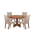 Pemberly Row 5-Piece Walnut Dining Room Set with Round Table and Chairs