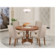 Pemberly Row 5-Piece Walnut Dining Room Set with Round Table and Chairs