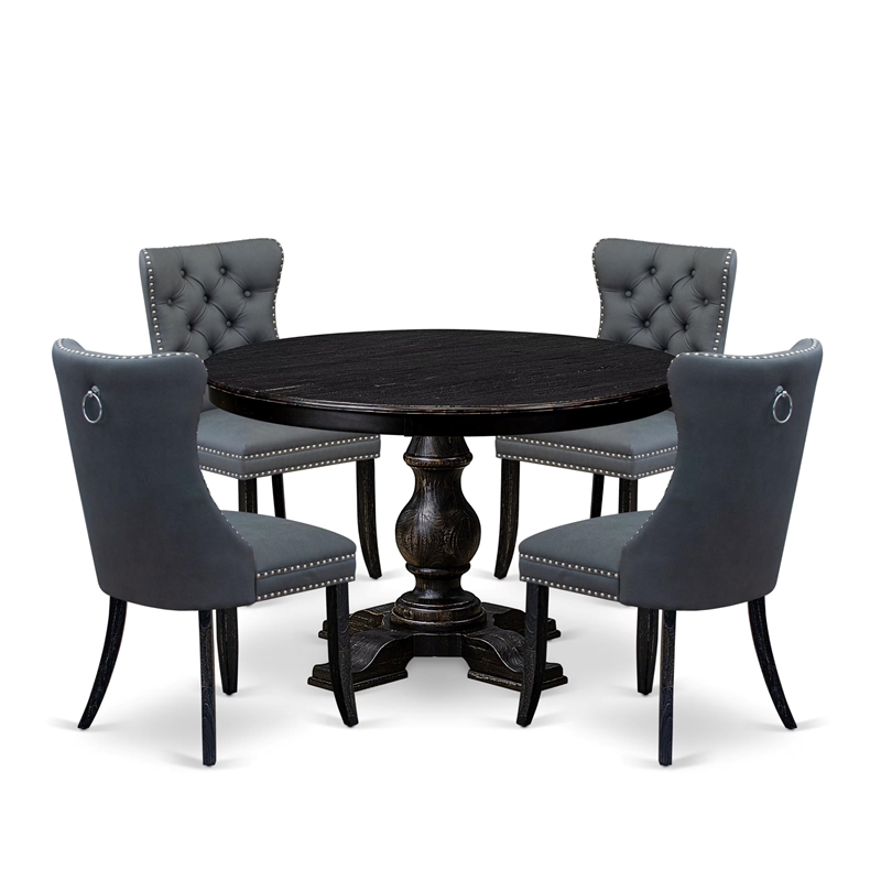 Pemberly Row 5-Piece Kitchen Dining Set in Sand Blasted Black Finish