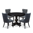 Pemberly Row 5-Piece Kitchen Dining Set in Sand Blasted Black Finish