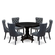 Pemberly Row 7-Piece Sand Blasted Black Acacia Dining Table Set