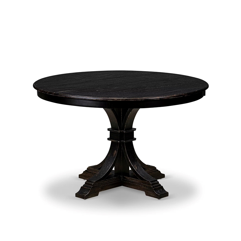 Pemberly Row 7-Piece Sand Blasted Black Acacia Dining Table Set