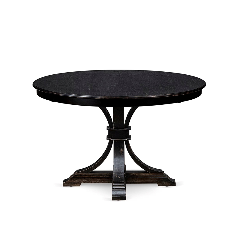 Pemberly Row 7-Piece Sand Blasted Black Acacia Dining Table Set