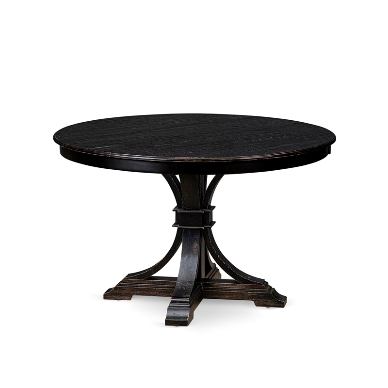 Pemberly Row 7-Piece Sand Blasted Black Acacia Dining Table Set