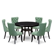 Pemberly Row 7-Piece Rubberwood Dining Set with Round Table in Black
