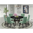 Pemberly Row 7-Piece Rubberwood Dining Set with Round Table in Black