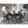 Pemberly Row 7-Piece Acacia Wood Dining Set in Black Finish