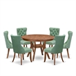 Pemberly Row 7-Piece Mid Century Wood Dining Set in Walnut Finish
