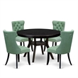Pemberly Row 5-Piece Round Wood Dining Table Set in Black Finish