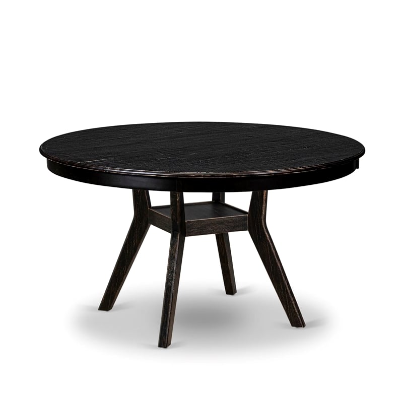 Pemberly Row Modern Round Dining Table in Sand Blasted Black Finish
