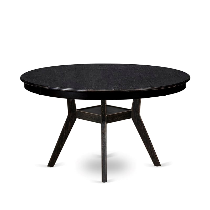 Pemberly Row Modern Round Dining Table in Sand Blasted Black Finish