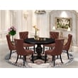 Pemberly Row 7-Piece Round Dining Set with Faux Leather Upholstery