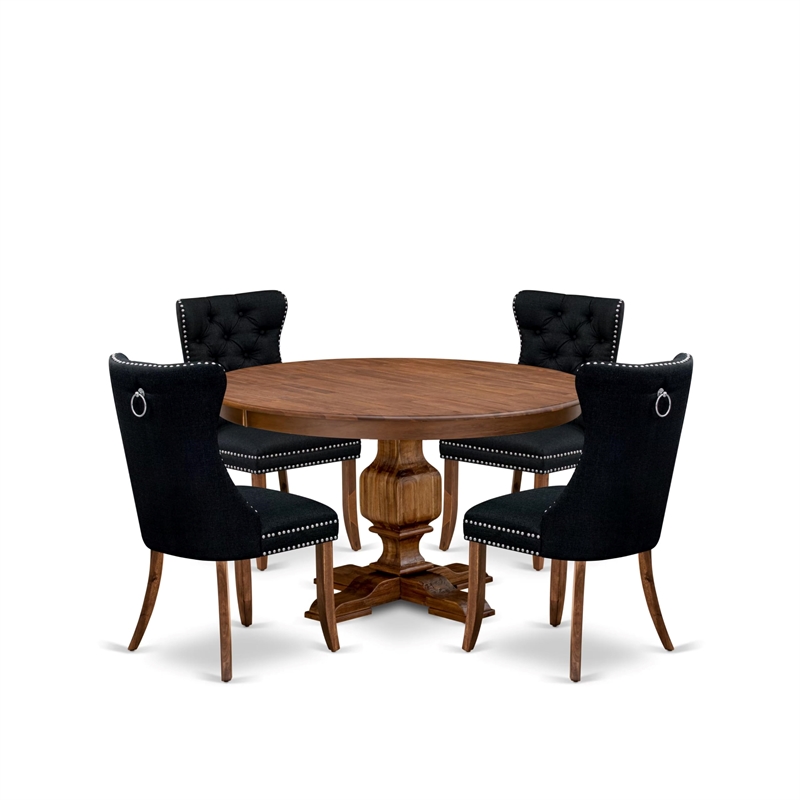 Pemberly Row 5-Piece Modern Dining Set in Walnut Finish with Wood