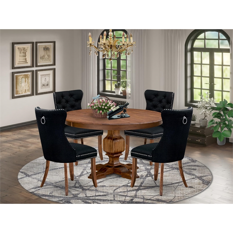 Pemberly Row 5-Piece Modern Dining Set in Walnut Finish with Wood