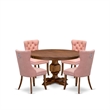 Pemberly Row 5-Piece Dining Table Set in Walnut Finish with Wood