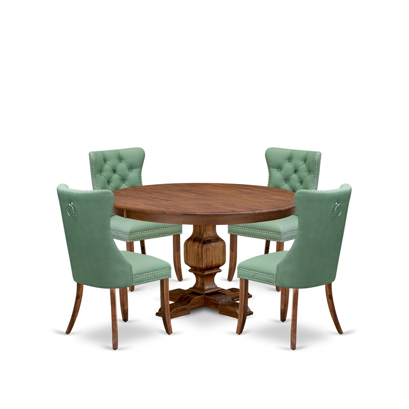 Pemberly Row 5-Piece Dining Room Set in Walnut Finish with Wood