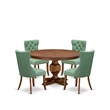 Pemberly Row 5-Piece Dining Room Set in Walnut Finish with Wood