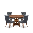 Pemberly Row 5-Piece Kitchen Dining Set in Walnut Finish with Wood