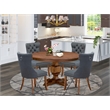 Pemberly Row 5-Piece Kitchen Dining Set in Walnut Finish with Wood