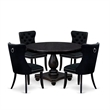 Pemberly Row 5-Piece Round Dining Room Set in Sand-Blasted Black Finish