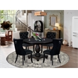 Pemberly Row 5-Piece Round Dining Room Set in Sand-Blasted Black Finish