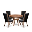 Pemberly Row 5-Piece Round Kitchen Table Set in Walnut Finish