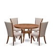 Pemberly Row 5-Piece Round Dining Room Set in Walnut Finish