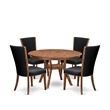 Pemberly Row 5-Piece Round Dining Table Set in Walnut Finish