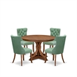 Pemberly Row 5-Piece Dining Set in Antique Walnut Rubber Wood