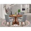 Pemberly Row 5-Piece Dining Set in Walnut with Faux Leather Chairs