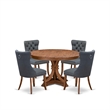 Pemberly Row 5-Piece Mid-Century Dining Set Rubberwood Walnut Finish