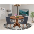 Pemberly Row 5-Piece Mid-Century Dining Set Rubberwood Walnut Finish