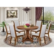 Pemberly Row 7-Piece Dining Set with Wood Table and Grey Linen Chairs