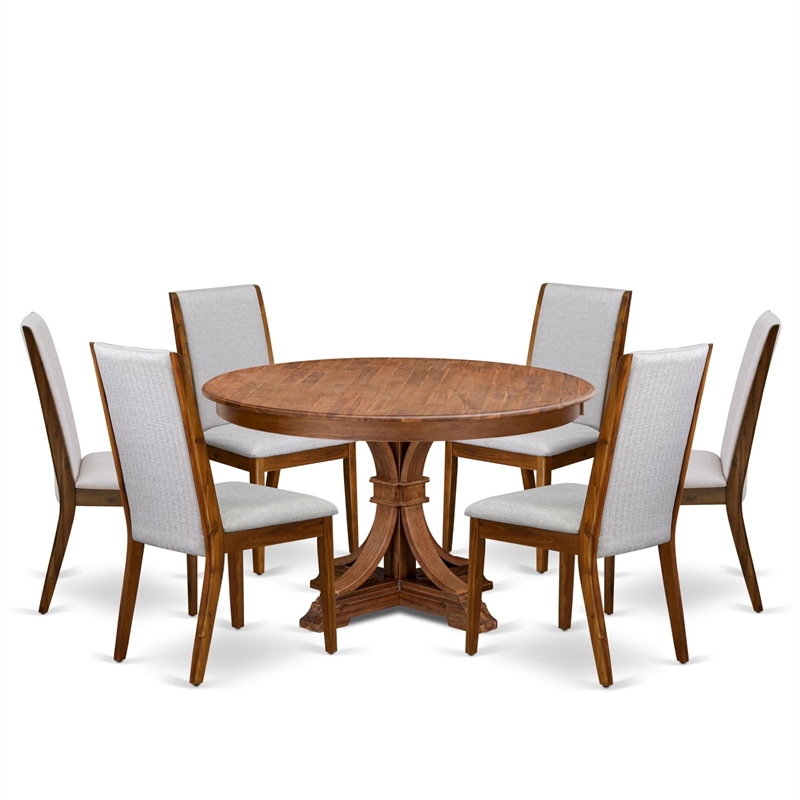 Pemberly Row 7-Piece Dining Table and Chair Set in Walnut Finish