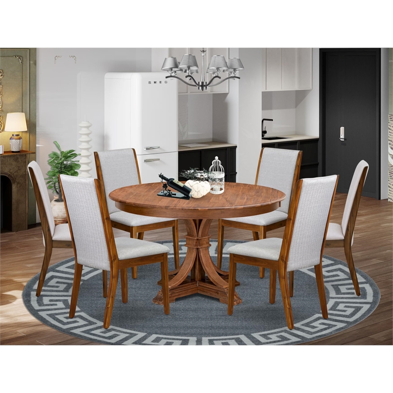 Pemberly Row 7-Piece Dining Table and Chair Set in Walnut Finish