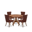 Pemberly Row 5-Piece Dining Set with Faux Leather Chairs in Walnut Finish