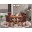 Pemberly Row 5-Piece Dining Set with Faux Leather Chairs in Walnut Finish