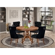 Pemberly Row 5-Piece Mid-Century Kitchen Set in Walnut Finish with 4 Chairs