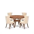 Pemberly Row 5-Piece Kitchen Dining Set Rubberwood Antique Walnut