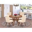 Pemberly Row 5-Piece Kitchen Dining Set Rubberwood Antique Walnut