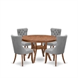Pemberly Row 5-Piece Dining Set with Faux Leather Chairs Walnut Finish