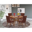 Pemberly Row 5-Piece Modern Dining Set Wood and Faux Leather Walnut