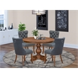Pemberly Row 5-Piece Dining Set in Walnut Finish with Faux Leather Chairs